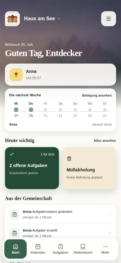 Hausl Dashboard auf einem Smartphone